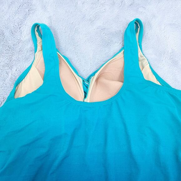 Lands End SlenderSuit Tummy Control Wrap One Piece Swimsuit Ombre Womens 22W DD - Picture 6 of 13